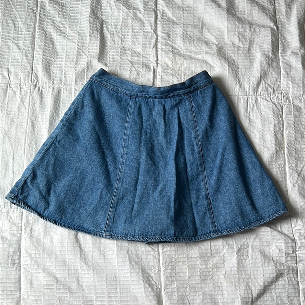 Blue Denim Mini Skirt - Casual A-Line